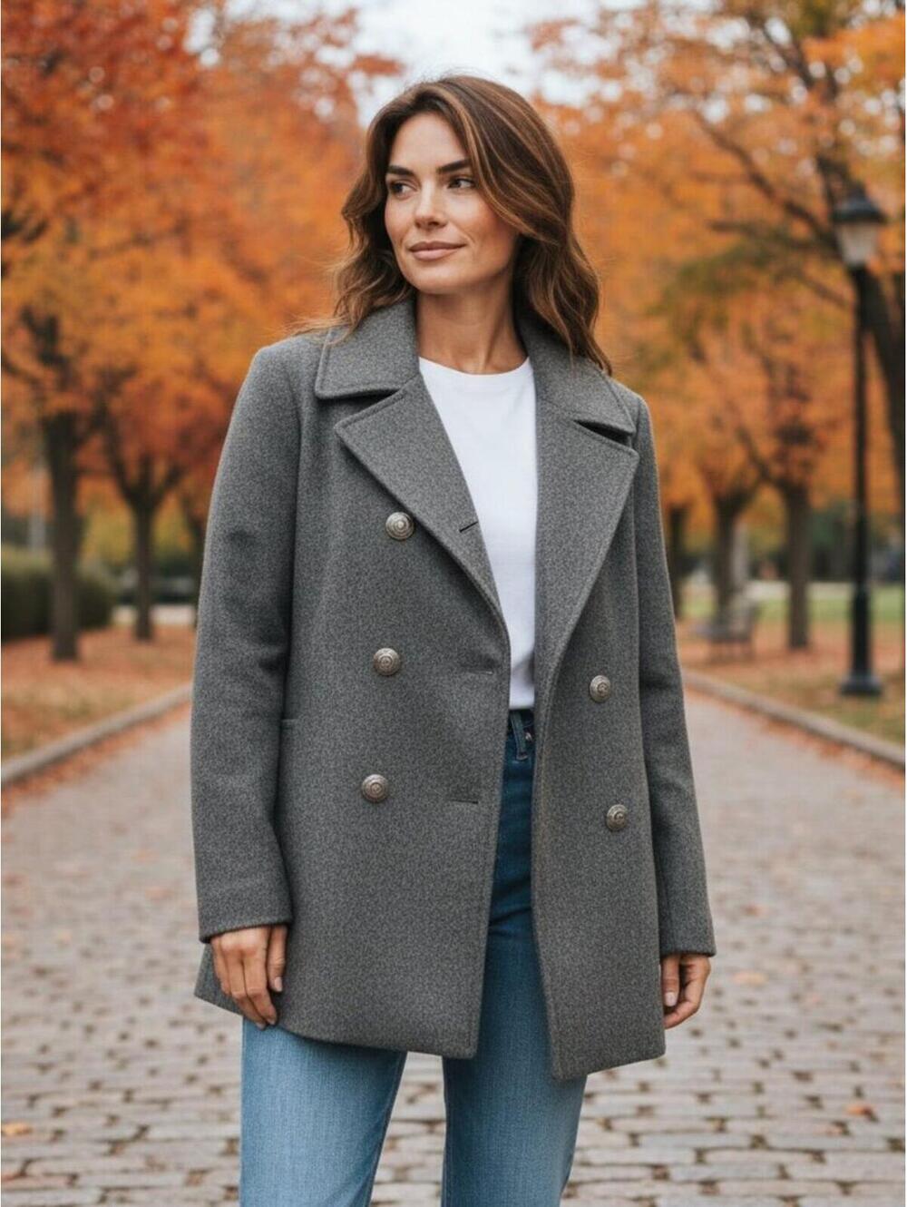 Brooks Brothers 346 Gray Wool Blend Peacoat Jacket Women’s Size 8
